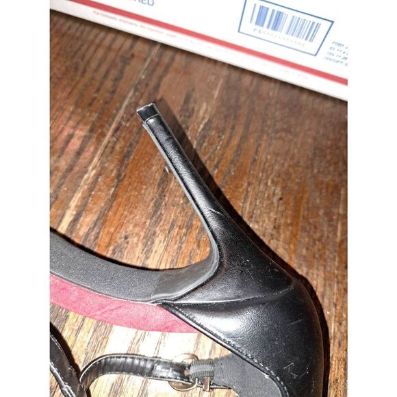 Medium 7/8 Rue 21 Ect! Black Leopard Cheetah Red Stiletto Pump High Heel Shoes - Picture 11 of 12